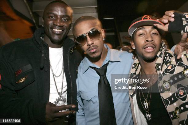 Akon, Marques Houston and Omarion during Hot 107.9 Atlanta Ladies Night Out at Eleven50 in Atlanta, Georgia, United States.