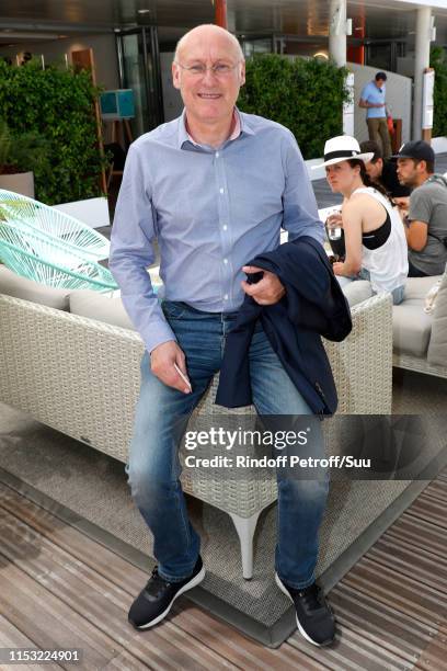 President of the French Rugby Federation Bernard Laporte attends the 2019 French Tennis Open - Day Eight at Roland Garros on June 02, 2019 in Paris,...