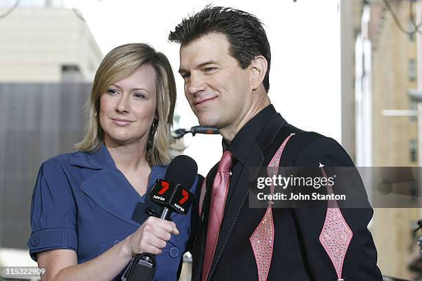 Chris Isaak with host Melissa Doyle during Chris Isaak Performs on Sunrise - October 27, 2006 at Doltone House, Jones Bay Wharf in Sydney, NSW,...