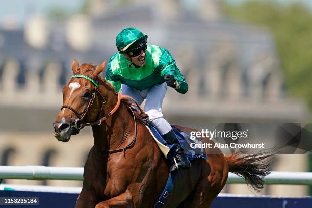 Cristian Demuro riding Sottsass win The Qipco Prix Du Jockey Club during The Qipco Prix du Jockey Club meeting at Hippodrome de Chantilly on June 02,...