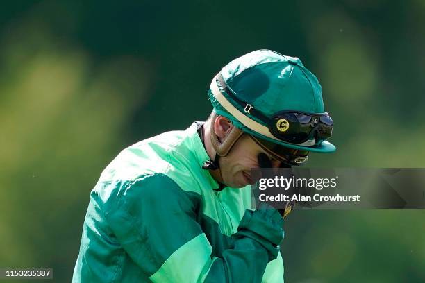 Cristian Demuro sheds a tear after riding Sottsass to win The Qipco Prix Du Jockey Club during The Qipco Prix du Jockey Club meeting at Hippodrome de...