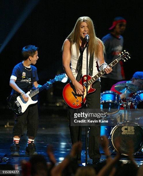 Host Jimmy Fallon impersonates Avril Lavigine during the 2002 MTV Video Music Awards