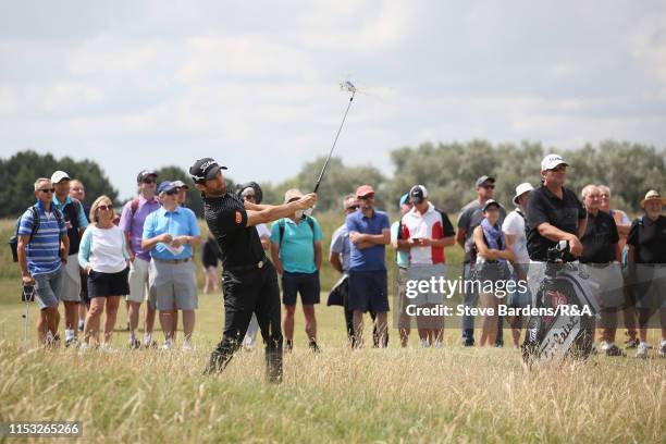 Gregory Bourdy of France plays out of the rough during The Open Qualifying Series Final at Prince's Golf Club on July 2, 2019 in Sandwich, England.
