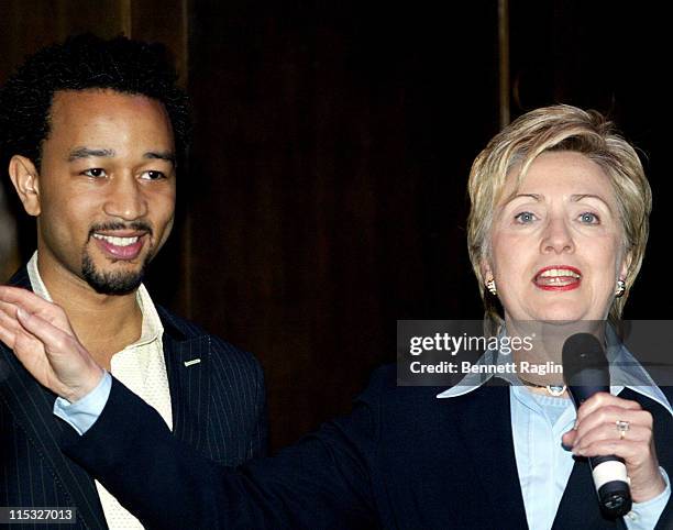 John Legend and Hillary Clinton during Hillary Clinton Fund Raiser with a Performance by John Legend at Capitale in New York, New York, United States.