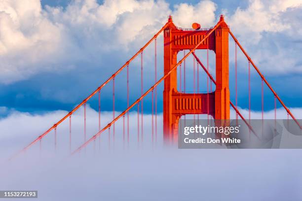 san francisco bay area in california - golden gate bridge city fog stock-fotos und bilder