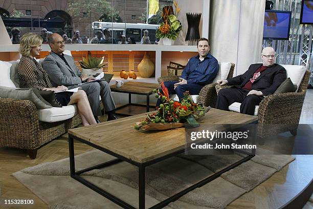 David Walliams and Matt Lucas of Little Britain with hosts Melissa Doyle and David Koch