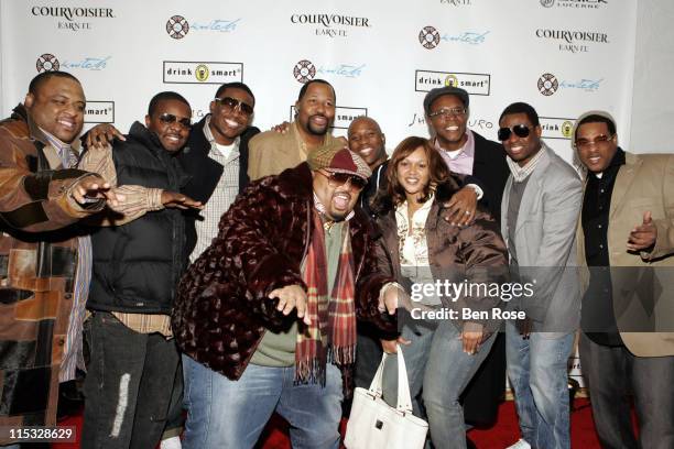 Jazze Pha and Marsha Meadows with guests during Grand Opening of Jazze Pha's Knitch Boutique at Knitch Boutique in Atlanta, Georgia, United States.