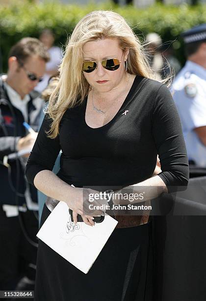 Angela Bishop during Belinda Emmett Funeral Service at Mary Immaculate Church in Sydney, New South Wales, Australia.