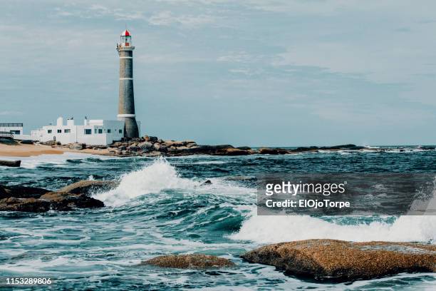 view of lighthouse in jose ignacio, near punta del este city, maldonado, uruguay - jose ignacio lighthouse stock pictures, royalty-free photos & images