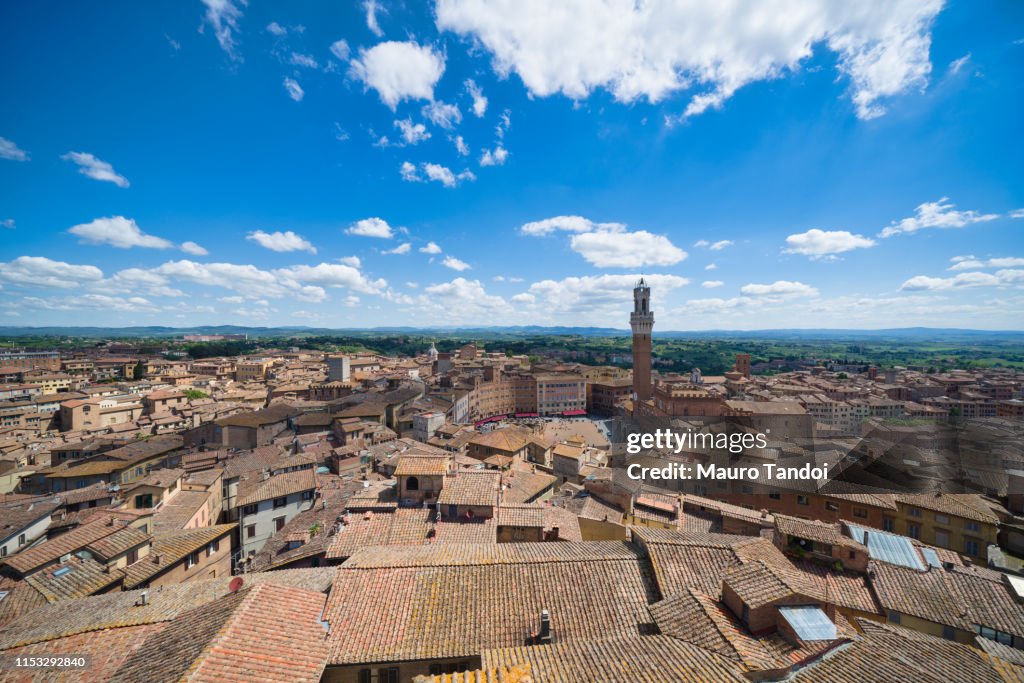 Aerial view of Siena in Tuscany, Italy