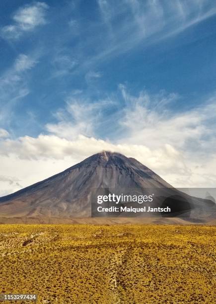 licancabur volcano in chile and bolivia. the volcano is seen with prominence of the atacama - stratovolcano bildbanksfoton och bilder