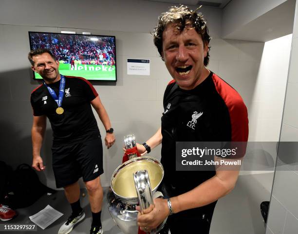 Peter Krawietz assistant manager of Liverpool with UEFA Champions League trophy at the end of the UEFA Champions League Final between Tottenham...