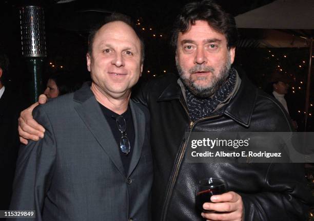 Picture House's Bob Berney and Guillermo Navarro during Dinner for Guillermo Del Toro at Pane e Vino in Los Angeles, California, United States.