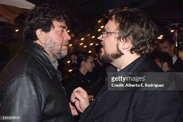 Guillermo Navarro and Guillermo del Toro during Dinner for Guillermo Del Toro at Pane e Vino in Los Angeles, California, United States.