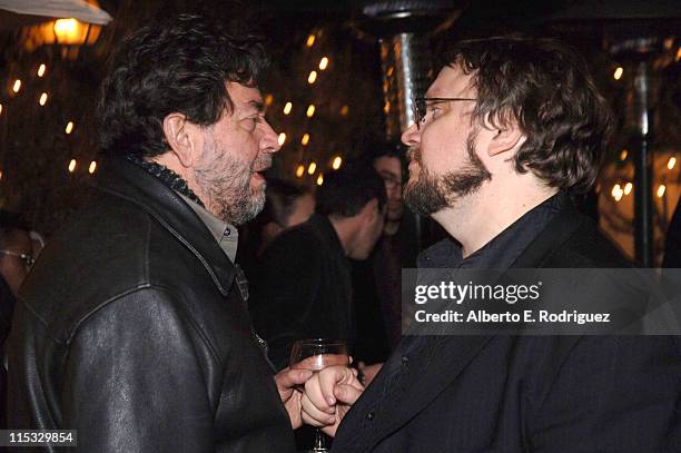 Guillermo Navarro and Guillermo del Toro during Dinner for Guillermo Del Toro at Pane e Vino in Los Angeles, California, United States.