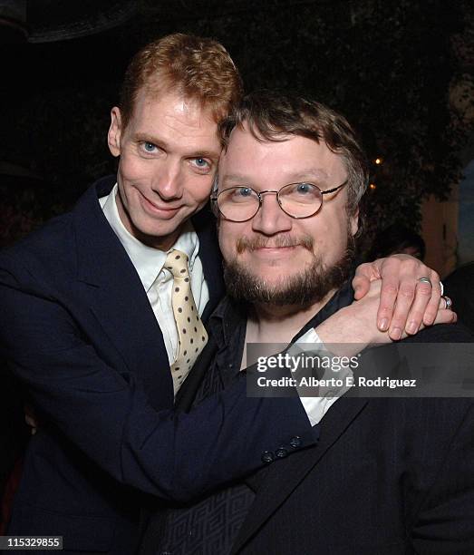 Doug Jones and Guillermo del Toro during Dinner for Guillermo Del Toro at Pane e Vino in Los Angeles, California, United States.