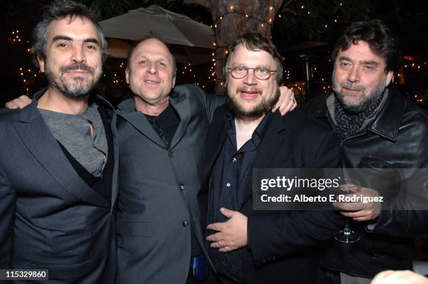 Alfonso Cuaron, Picture House's Bob Berney, Guillermo del Toro and Guillermo Navarro