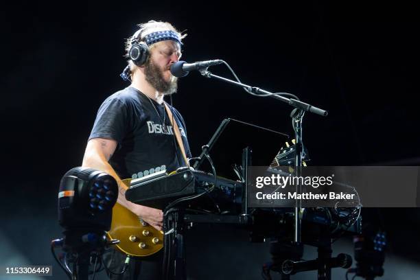 Justin Vernon of Bon Iver performs during the All Points East Festival at Victoria Park on June 02, 2019 in London, England.