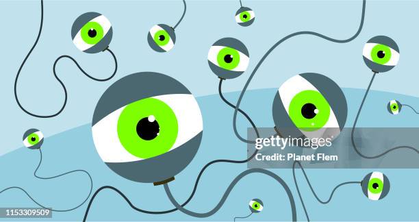ilustraciones, imágenes clip art, dibujos animados e iconos de stock de vigilancia electrónica - paranoia