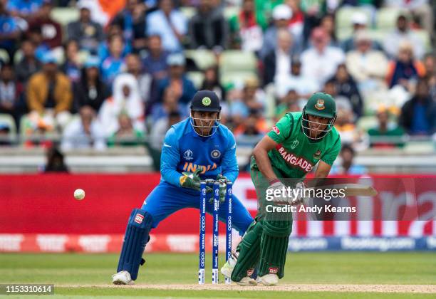 Mohammad Saifuddin of Bangladesh batting during the Group Stage match of the ICC Cricket World Cup 2019 between Bangladesh and India at Edgbaston on...