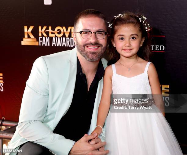Danny Gokey and his daughter attend the 7th Annual K-LOVE Fan Awards at The Grand Ole Opry House on June 2, 2019 in Nashville, Tennessee.