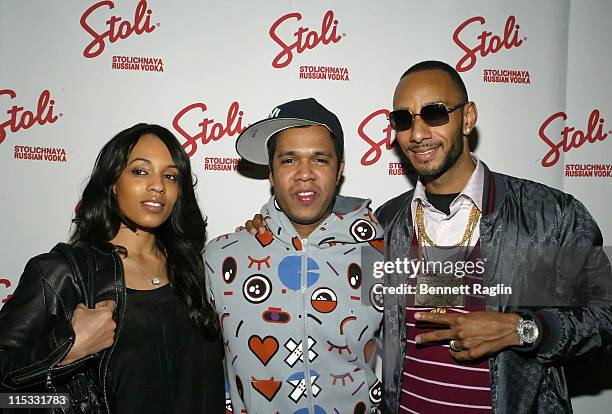 Melyssa Ford, Johnny Nunez and Swizz Beatz during "Johnny Nunez 10 Years of Entertainment Photography" Sponsored by Stoli Vodka at Home in New York,...