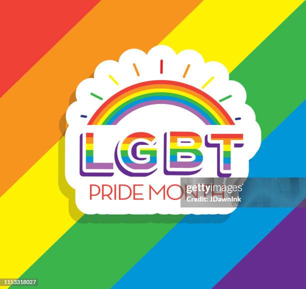 illustrazioni stock, clip art, cartoni animati e icone di tendenza di etichetta gay pride o lgbt happy pride month o design di adesivi - mese dell'orgoglio lgbt