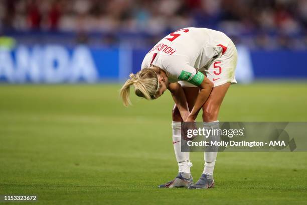 Dejected Steph Houghton of England reacts at full time during the 2019 FIFA Women's World Cup France Semi Final match between England and United...