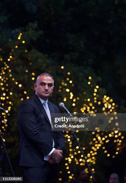 Turkish Culture and Tourism Minister Mehmet Nuri Ersoy makes a speech as he attends a reception that held by Charge dAffaires at the U.S. Embassy in...