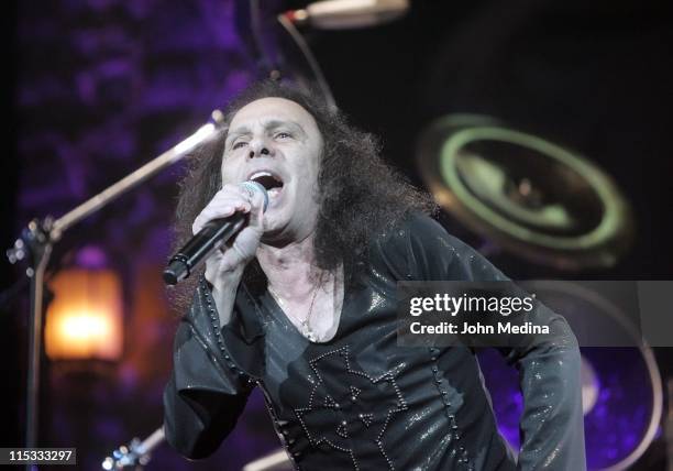 Ronnie James Dio of Heaven and Hell during Heaven and Hell Performs at the HP Pavilion in San Jose - April 24, 2007 at HP Pavilion in San Jose,...