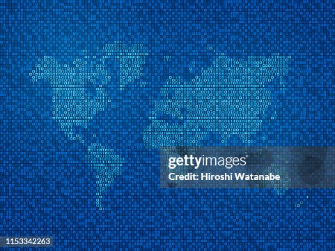 Binary code world map Binary code world map