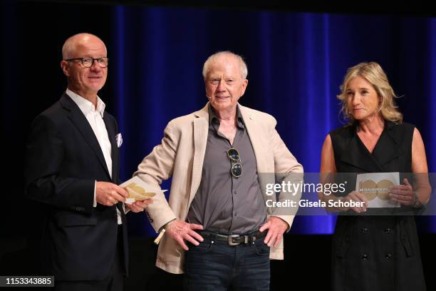 Dr. Christian Frankenstein , Director Wolfgang Petersen and Iris Ostermaier during the Bavaria Film Reception "One Hundred Years in Motion" on the...