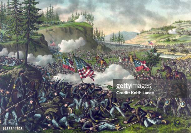 battle of chickamauga, 1863 - civil war stock illustrations