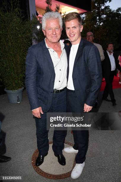 Miroslav Nemec and Ferdinand Hofer during the Bavaria Film Reception "One Hundred Years in Motion" on the occasion of the 100th anniversary of the...