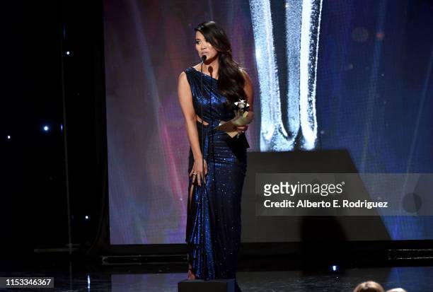 Dr. Sandra Lee aka Dr. Pimple Popper accepts Female Star of the Year award onstage during the Critics' Choice Real TV Awards at The Beverly Hilton...