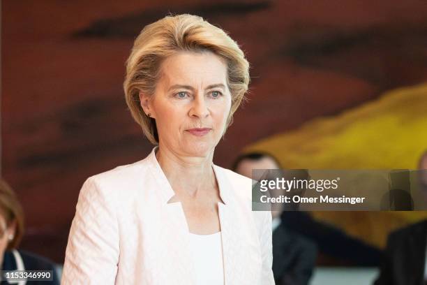 Defense Minister Ursula von der Leyen , attends the weekly German federal Cabinet meeting on July 3, 2019 in Berlin, Germany. The Federal Cabinet on...