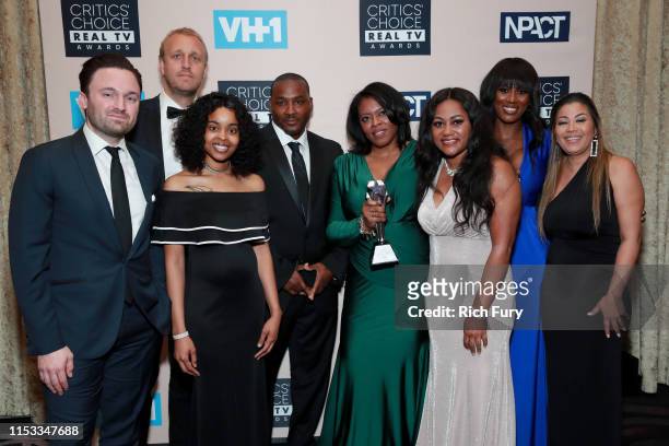 Producers and cast members of Surviving R. Kelly, winners of Best Limited Documentary Series pose in the press room during the Critics' Choice Real...