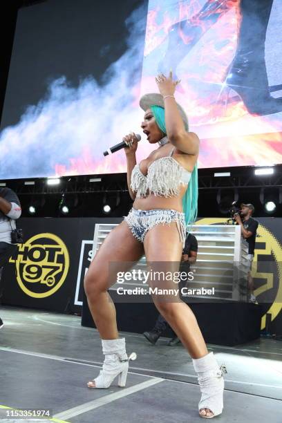 Megan Thee Stallion performs on stage during the Hot 97 Summer Jam 2019 at MetLife Stadium on June 02, 2019 in East Rutherford, New Jersey.