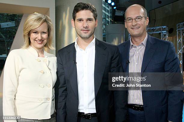 Eric Bana with hosts Melissa Doyle and David Koch during Eric Bana Visits "Sunrise" - May 30, 2007 at Channel 7 in Sydney, NSW, Australia.