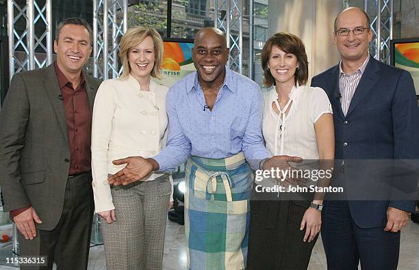 Celebrity Chef Ainsley Harriott with hosts Melissa Doyle, David Koch, Mark Beretta and Natalie Barr