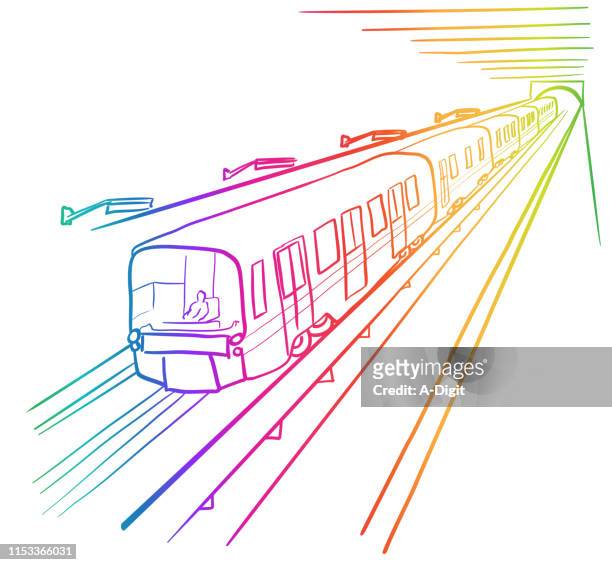 illustrazioni stock, clip art, cartoni animati e icone di tendenza di stazione della metropolitana rainbow - parapetto