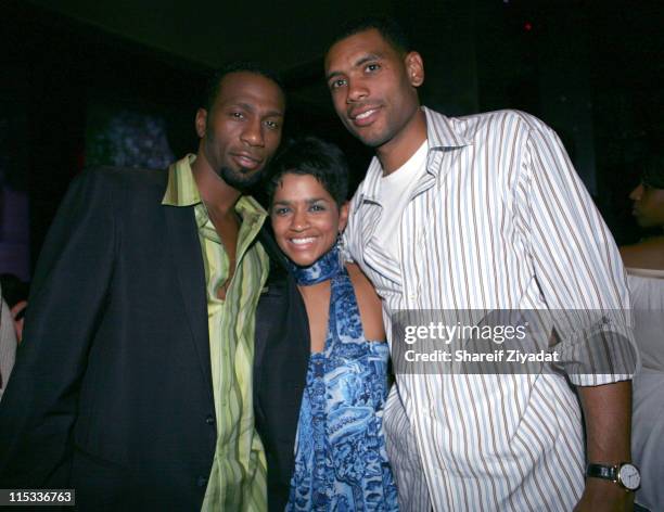 Leon, Allan Houston and Tammy Houston during Allen Houston Retirement Party at Supper Club in New York City, New York, United States.