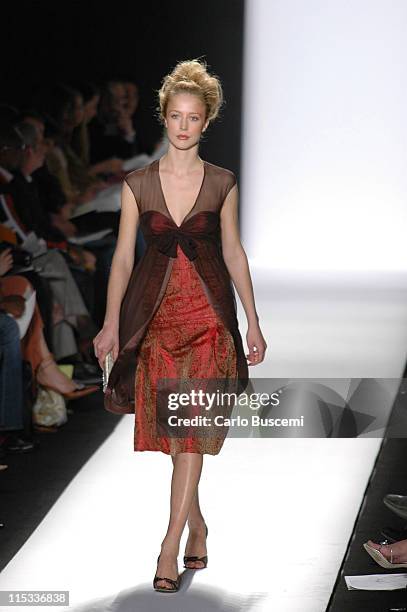 Raquel Zimmermann wearing Luca Luca Fall 2005 during Olympus Fashion Week Fall 2005 - Luca Luca - Runway at The Tent, Bryant Park in New York City,...