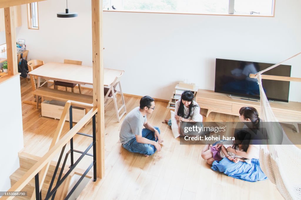 Family relaxed in the living room