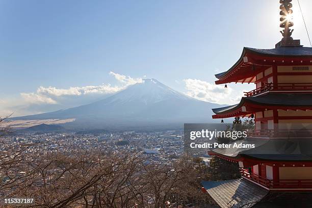 mount fuji & chureito pagoda, chubu, japan - japanese pagoda bildbanksfoton och bilder