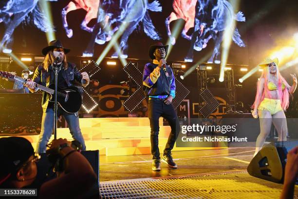 Billy Ray Cyrus, Lil Nas X and Cardi B perform at Summer Jam 2019 at MetLife Stadium on June 02, 2019 in East Rutherford, New Jersey.