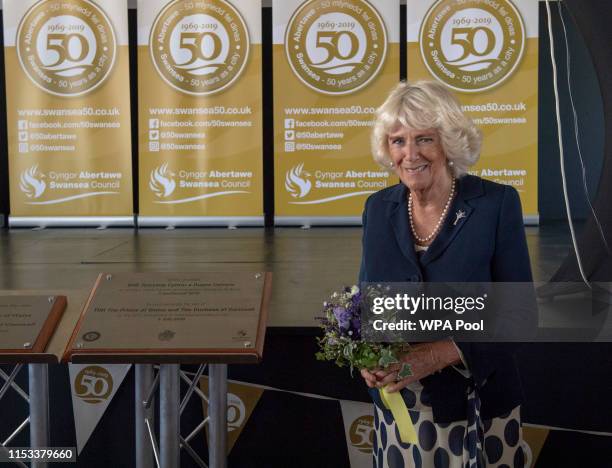 Duchess of Cornwall visits Victoria Park and the Patti Pavilion for a celebration of the 50th anniversary of Swansea's City status, granted to the...