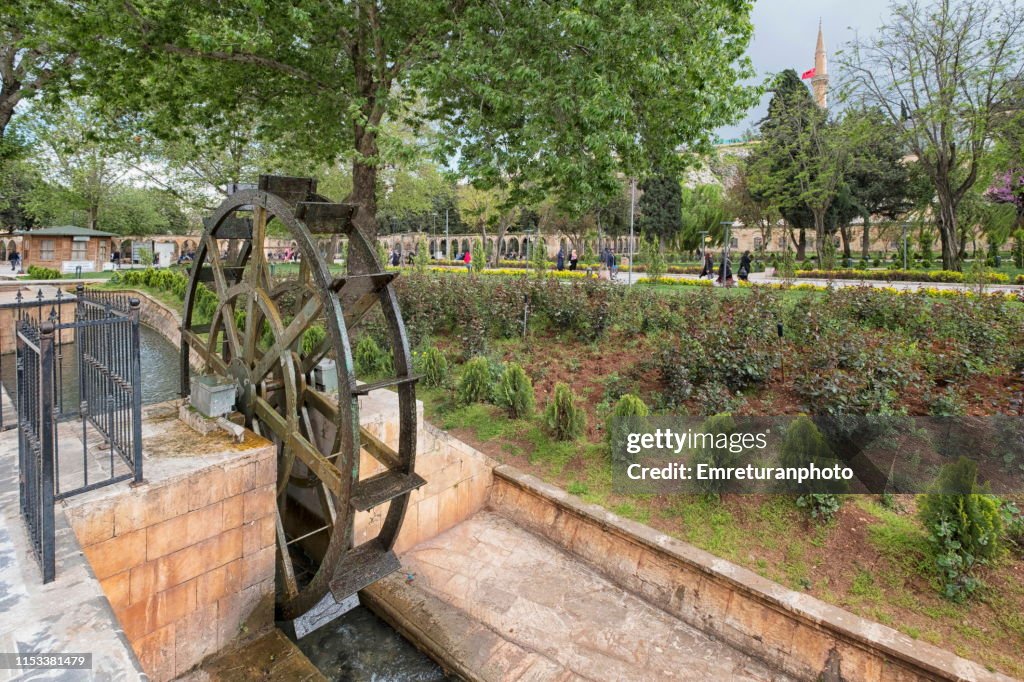 Water wheel in canal in public park,Şanlıurfa.