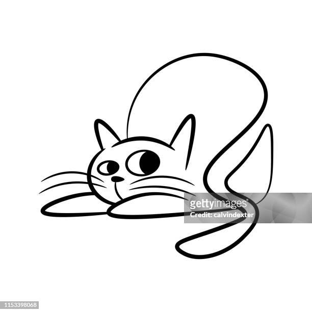 cute cat drawing - cat circle stock illustrations