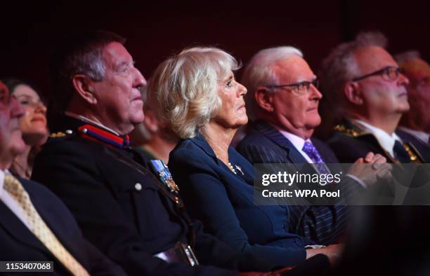 Camilla, Duchess of Cornwall, Patron, The Carmarthen and District Youth Opera , watches a performance of songs from Chitty Chitty Bang Bang during a...